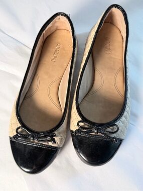 Quilted Cream and Black Ballet Flats